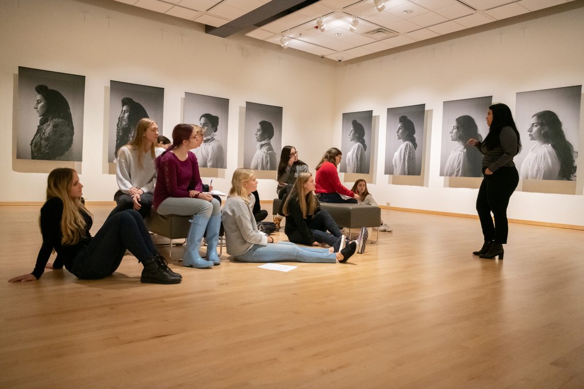 Artist discusses self-portraits with an Art History Class