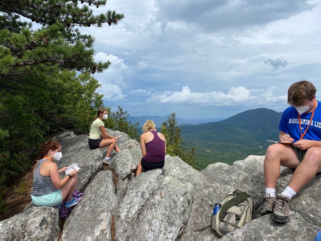 Students in Lisa Greer&#039;s Geology lab spend time on North Mountain learning about the geology of the area.