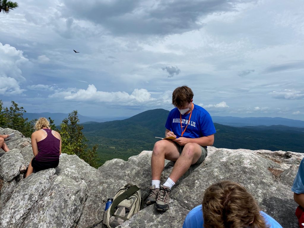 Students in Lisa Greer&#039;s Geology lab spend time on North Mountain learning about the geology of the area.