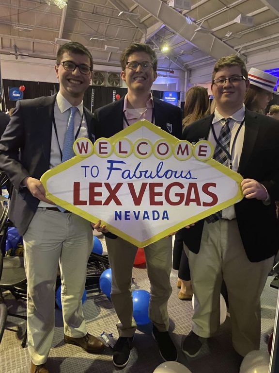 Hillel student leaders Sam Bluestone &#039;22, Ian Bodenheimer &#039;22 and Robert Salita &#039;22 at Mock Con 2020.
