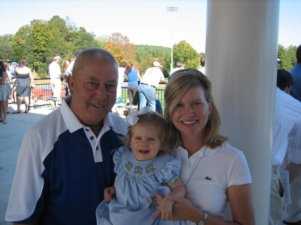 Former W&amp;L equipment manager Tom “Baner” Bane, Lindsey Boone and Kathy Boozer Boone &#039;95