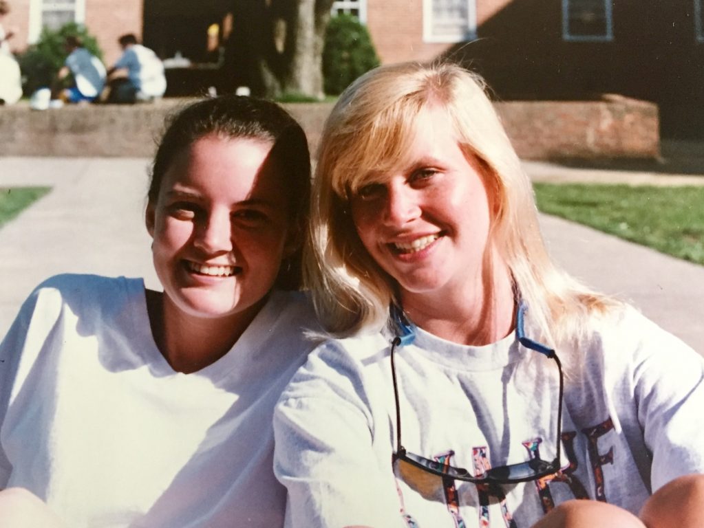 Liz Holleman Brown &#039;95 and Kathy Boozer Boone &#039;95, 1992.