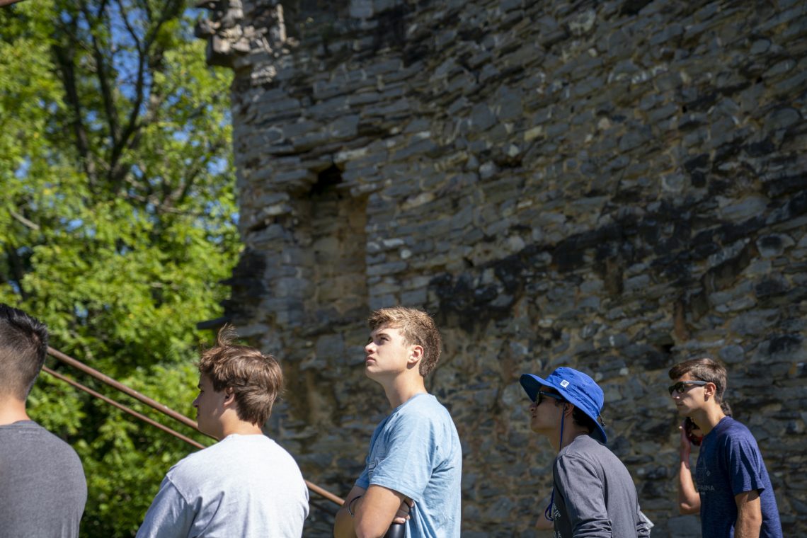 Checking out Liberty Hall ruins on back campus with an eye for archaeology.