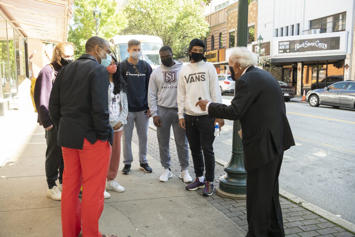 The Freedom Ride pre-orientation group visits the International Civil Rights Center &amp; Museum in Greensboro, North Carolina.