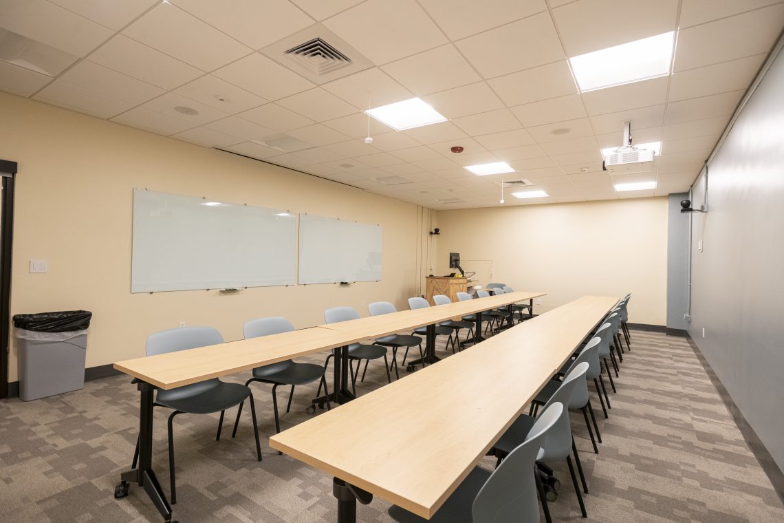 The Special Collections classroom provides Special Collections and Archives staff a dedicated space to share materials with students and to prepare new collections. With a door straight to Special Collections, it will offer overflow space when the Boatwright Room is in use.