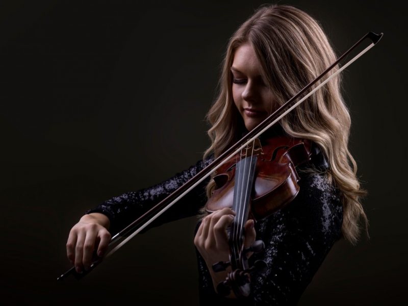 Paige Anderson &#039;22 spent the summer recording an album, &quot;Romances for Violins,&quot; in memory of her grandmother. Photo courtesy Chad Braithwaite Faces Photography.