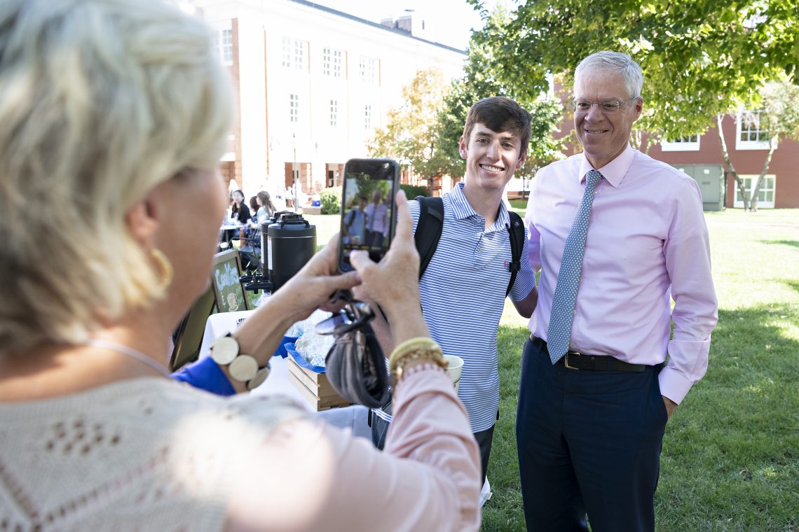 Luke Fountain &#039;25 poses for a pic with President Dudley.
