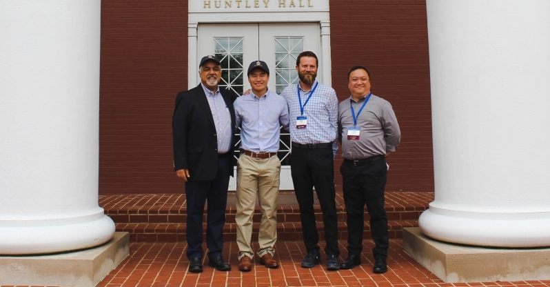 Johnny Tsu ’22 with Professors Afshad Irani, Colin Reid, and Lloyd Tanlu