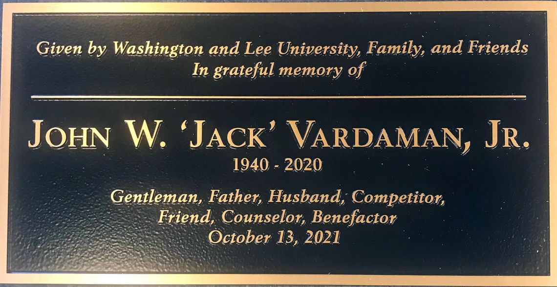 Jack Vardaman &#039;62 Memorial Plaque