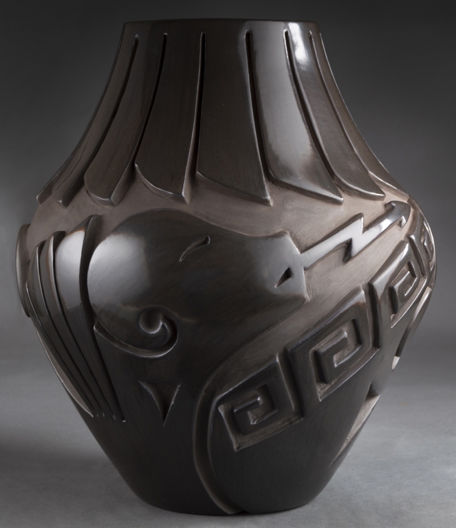 Judy Tafoya, Santa Clara Pueblo, New Mexico. Jar with Avanyu (2022). Earthenware