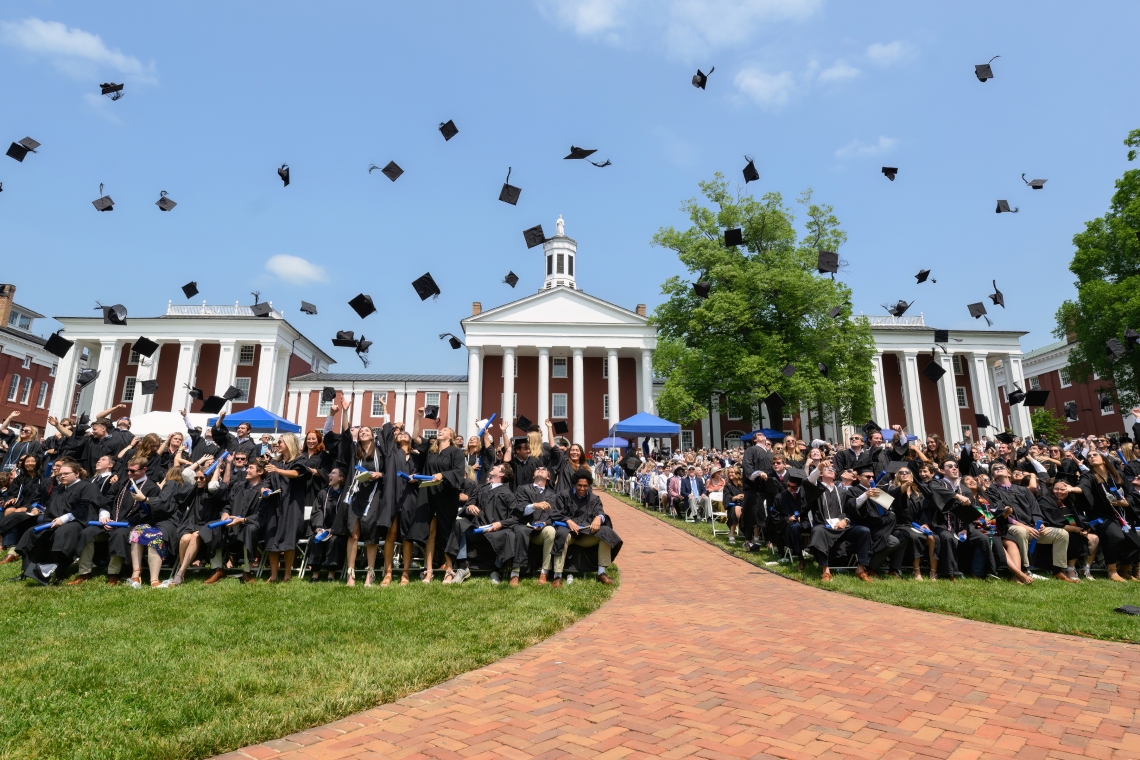 Tossing-of-caps-scaled W&L Graduates 453 Students at 236th Commencement