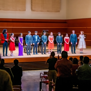 Performers take a bow at the end of "The Seasons: Sounds of Nature" piano recital. Photo by Elena Lee ’25