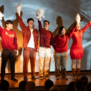 Members of the Student Association for International Learning (SAIL) perform “Dumpling Dance” during the Lunar New Year Celebration in Stackhouse Theater.
