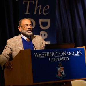 Director of the DeLaney Center and Professor of Africana Studies Michael Hill kicks off the DeLaney Center Race and Southern-ness Symposium in Stackhouse Theater.