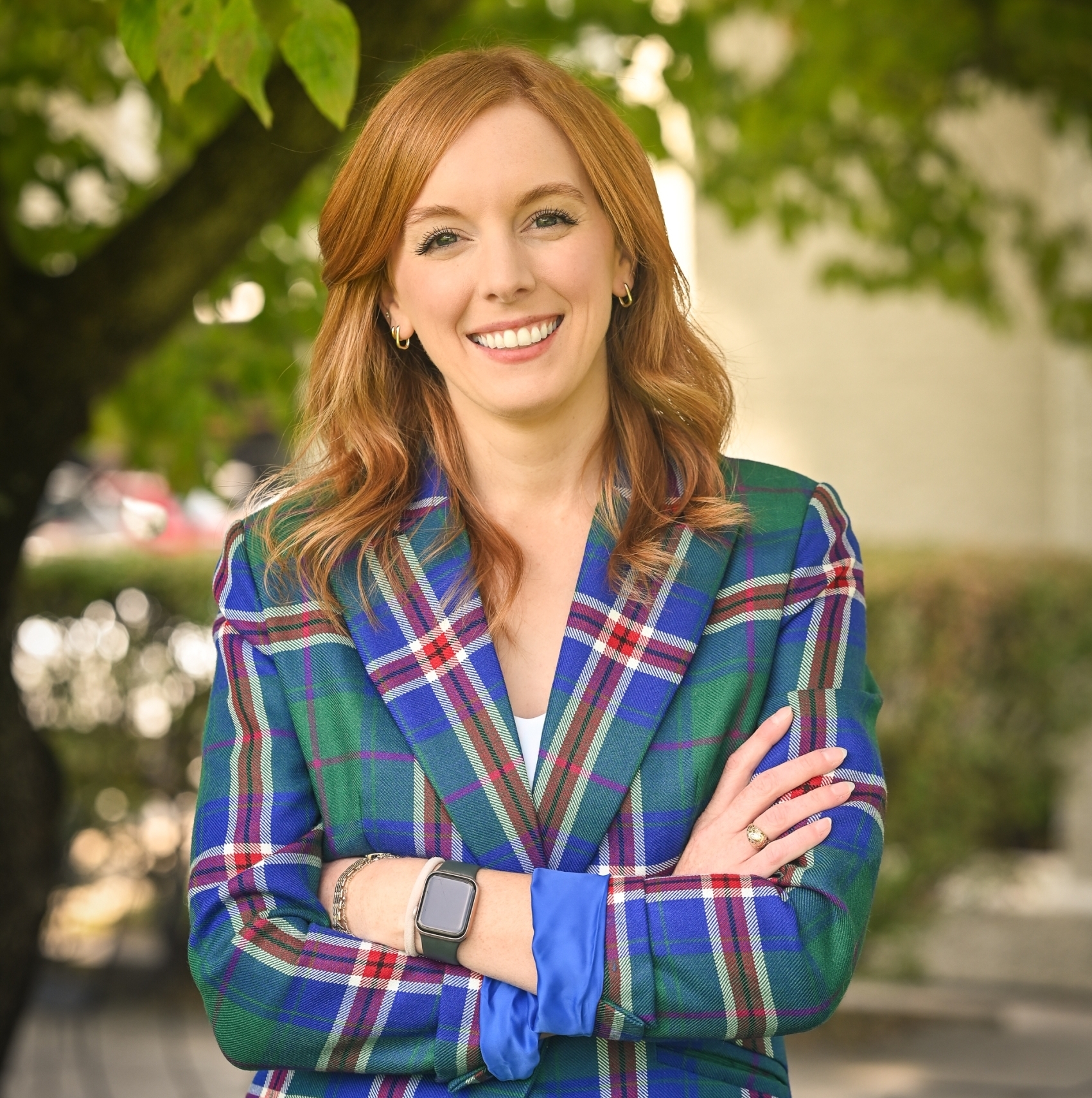 Meg-Smith-headshot-plaid-scaled-e1739288379286 Meg Smith ’12 Named a ‘40 Under 40’ by The Roanoker Magazine