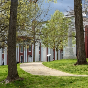 A sun-cast, springtime afternoon near the Colonnade. Photo by Ryan Doty ’26